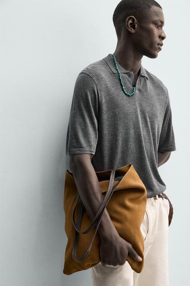RELAXED FIT KNIT POLO SHIRT - Grey marl by Zara - Image 5