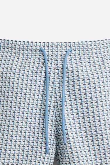 GEOMETRIC PRINT MID-LENGTH SWIMMING TRUNKS - Sky blue by Zara - Image 2