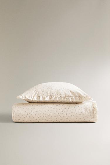 CHILDREN'S FLORAL PRINT RUFFLED DUVET COVER - Light pink by Zara