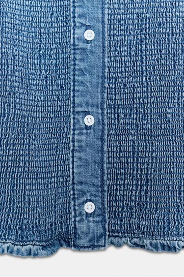 CHEMISE EN DENIM NID D'ABEILLE - Indigo de Zara - Image 6