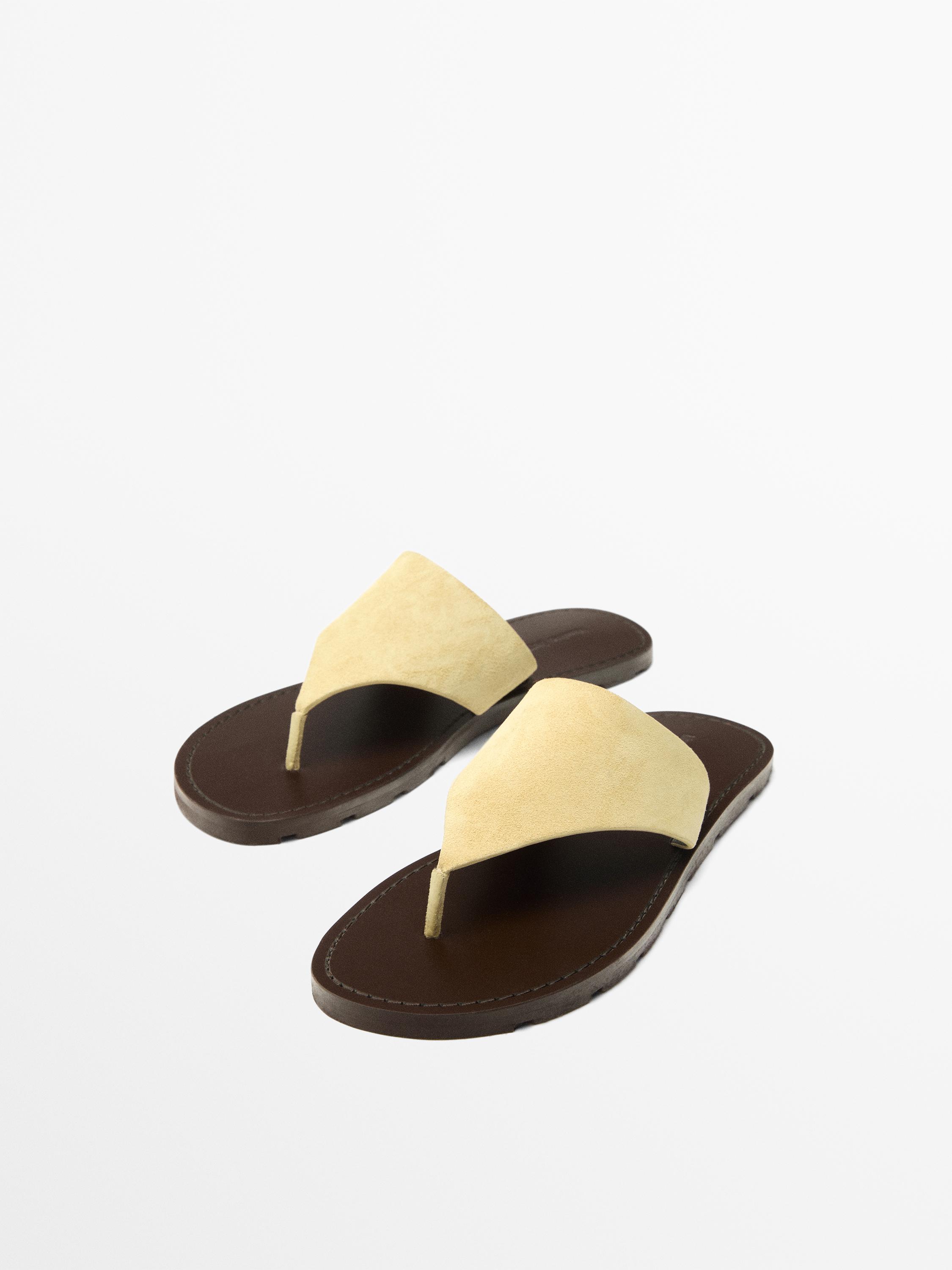 Split leather toe divider sandals