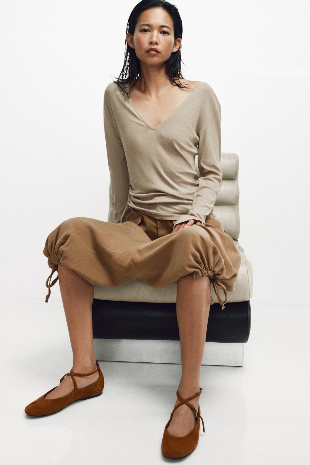LEATHER STRAP BALLET FLATS - image 3