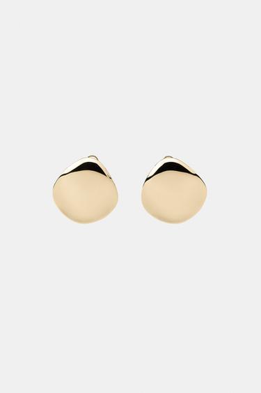 MAXI METAL PLATE EARRINGS - Golden by Zara