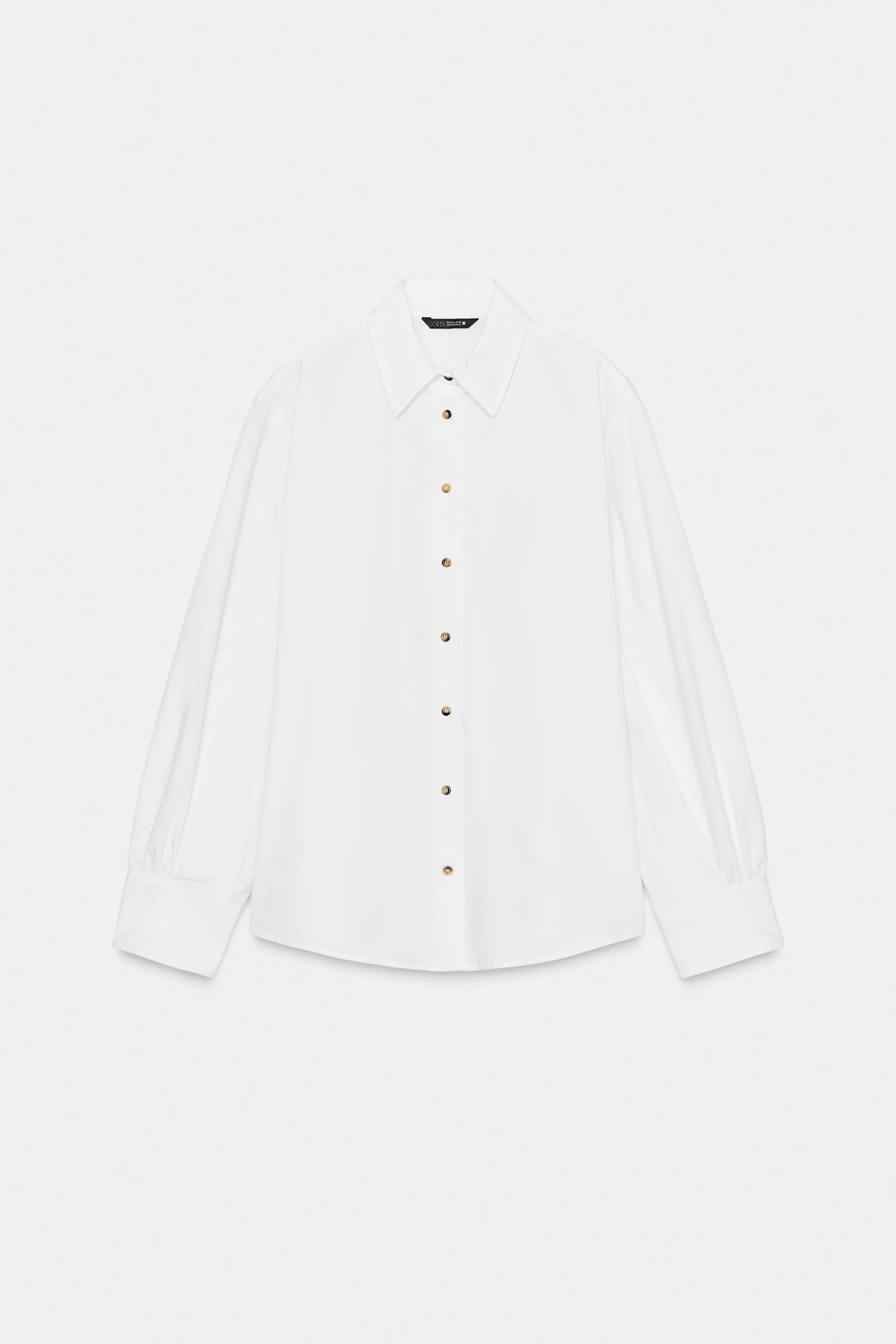 CHEMISE EN POPELINE À BOUTONS CONTRASTE