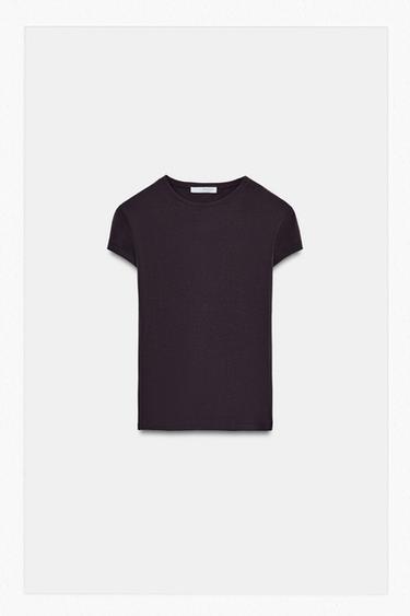 SHORT SLEEVE SLIM FIT T-SHIRT - Brown by Zara