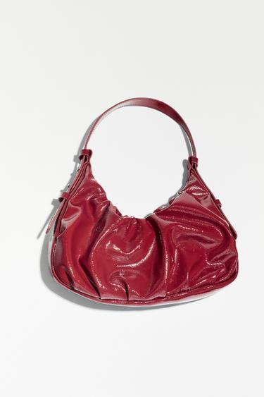 GERAFFTE TASCHE IN CRAQUELÉ-OPTIK - Rot von Zara