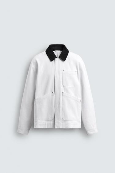 CAZADORA CUELLO CONTRASTE - Blanco roto de Zara