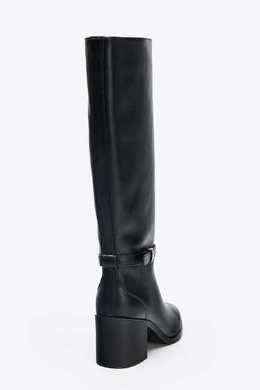 BUCKLE BLOCK HEEL BOOTS - Black by Zara - Image 5
