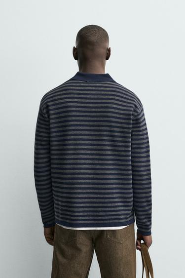 POLO EN MAILLE DOUCE - Gris / Bleu de Zara - Image 2