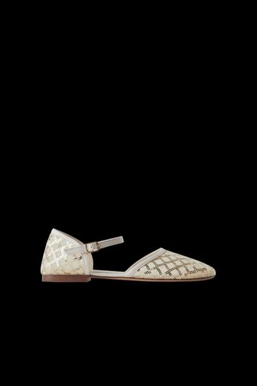 Zara SPARKLY BALLET FLATS - Off White - Image 0