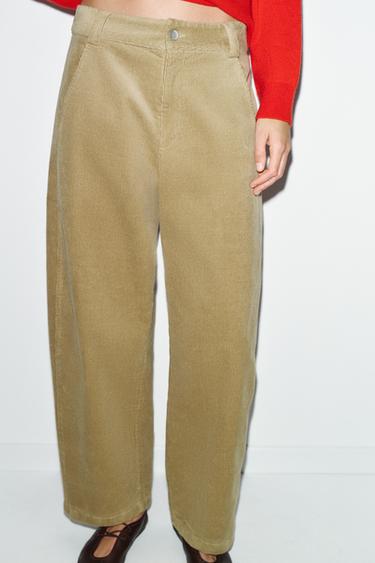 BARREL CORDUROY TROUSERS - Light camel by Zara