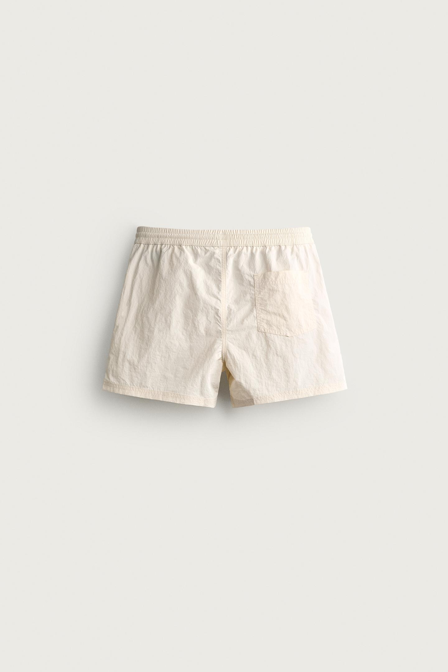 Плавки Basic для мужчин, средней длины — Zara, цвет: Экрю — фото 7