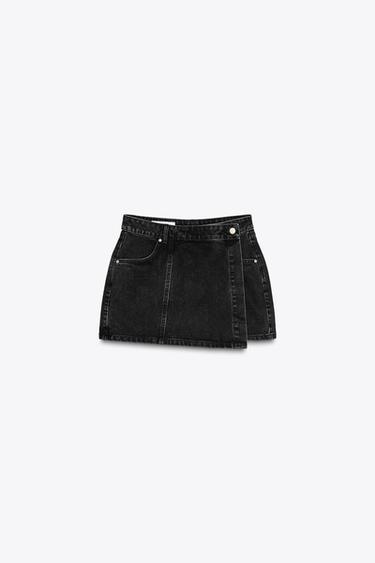 FALDA PANTALÓN Z1975 CRUZADA DENIM - Negro de Zara