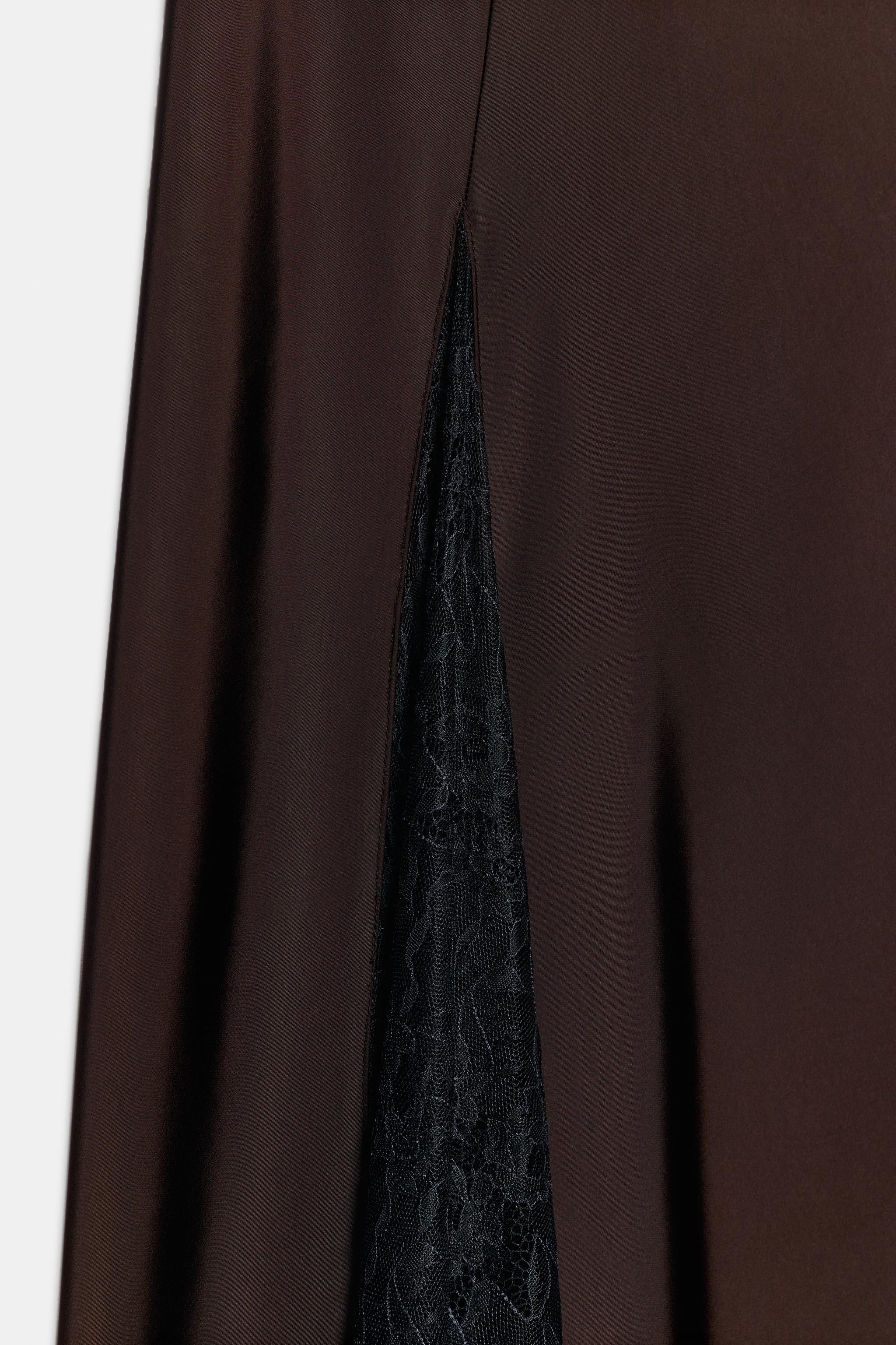 COMBINED SATIN MIDI SKIRT