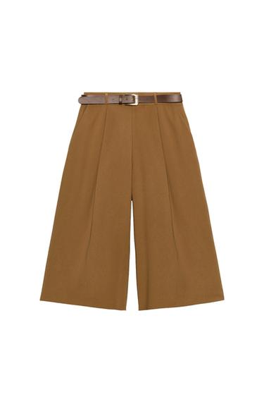 LONG BELTED BERMUDA SHORTS - Brown by Zara