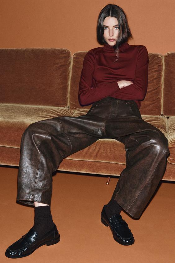 MOCASÍN PLANO FRUNCIDO - Negro de Zara - Imagen 0