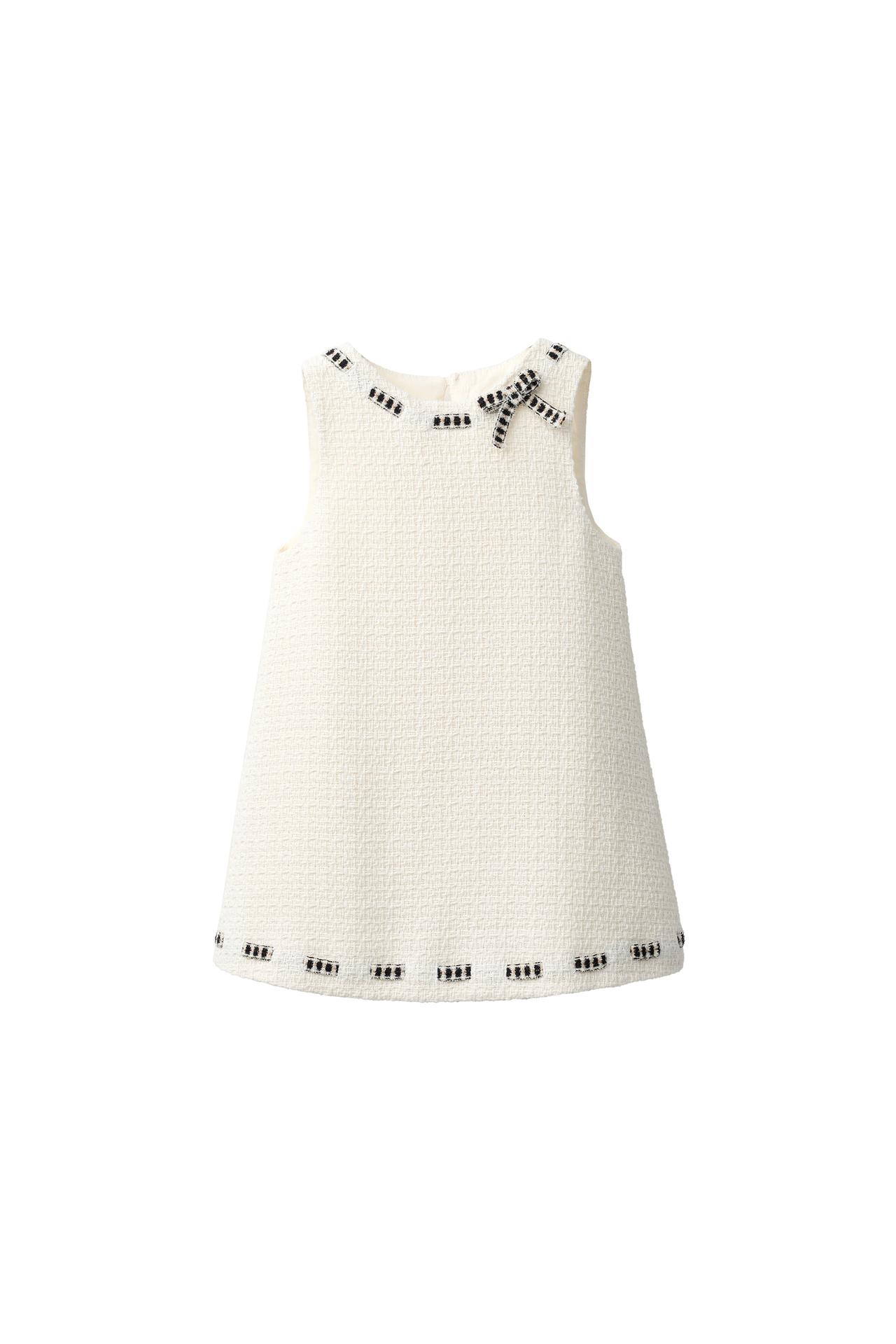 TEXTURED PINAFORE DRESS WITH BOW