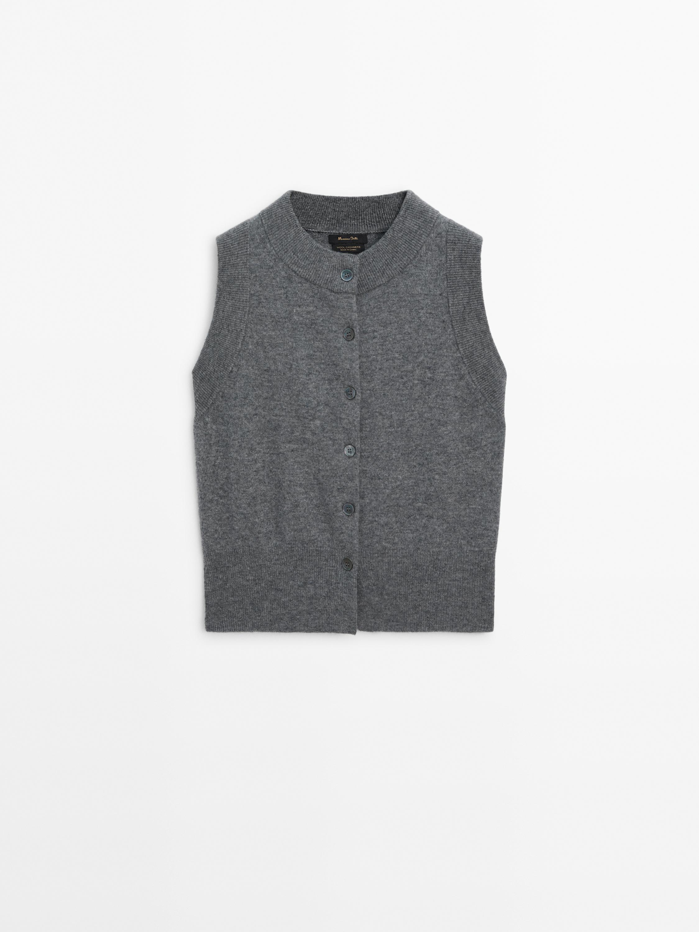 Wool blend knit vest with buttons - Gray | ZARA Canada
