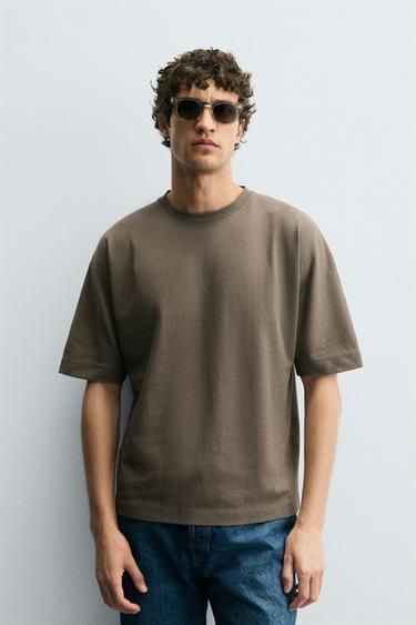 BLUZË HEAVYWEIGHT E ZBARDHUR - Ngjyrë toke nga Zara