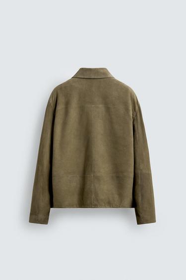 Zara LEATHER POCKET JACKET - Green