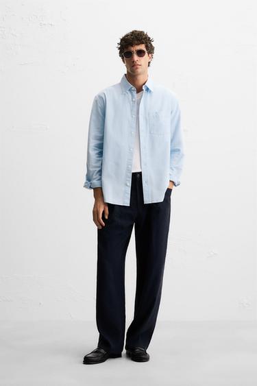Zara TEXTURED OXFORD SHIRT - Sky blue - Image 0