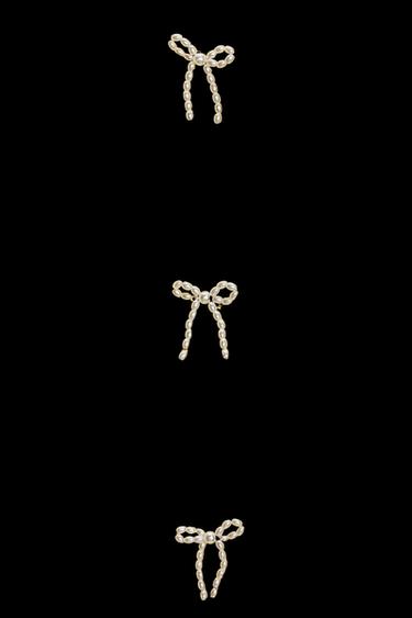 CARDIGAN WITH FAUX PEARL TIES - Yellow by Zara