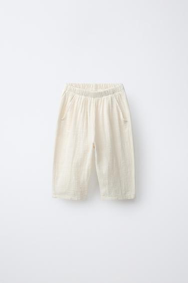 ШТАНИ З КОМБІНОВАНОЮ ТЕКСТУРОЮ - Сіровато-бежевий колір Zara