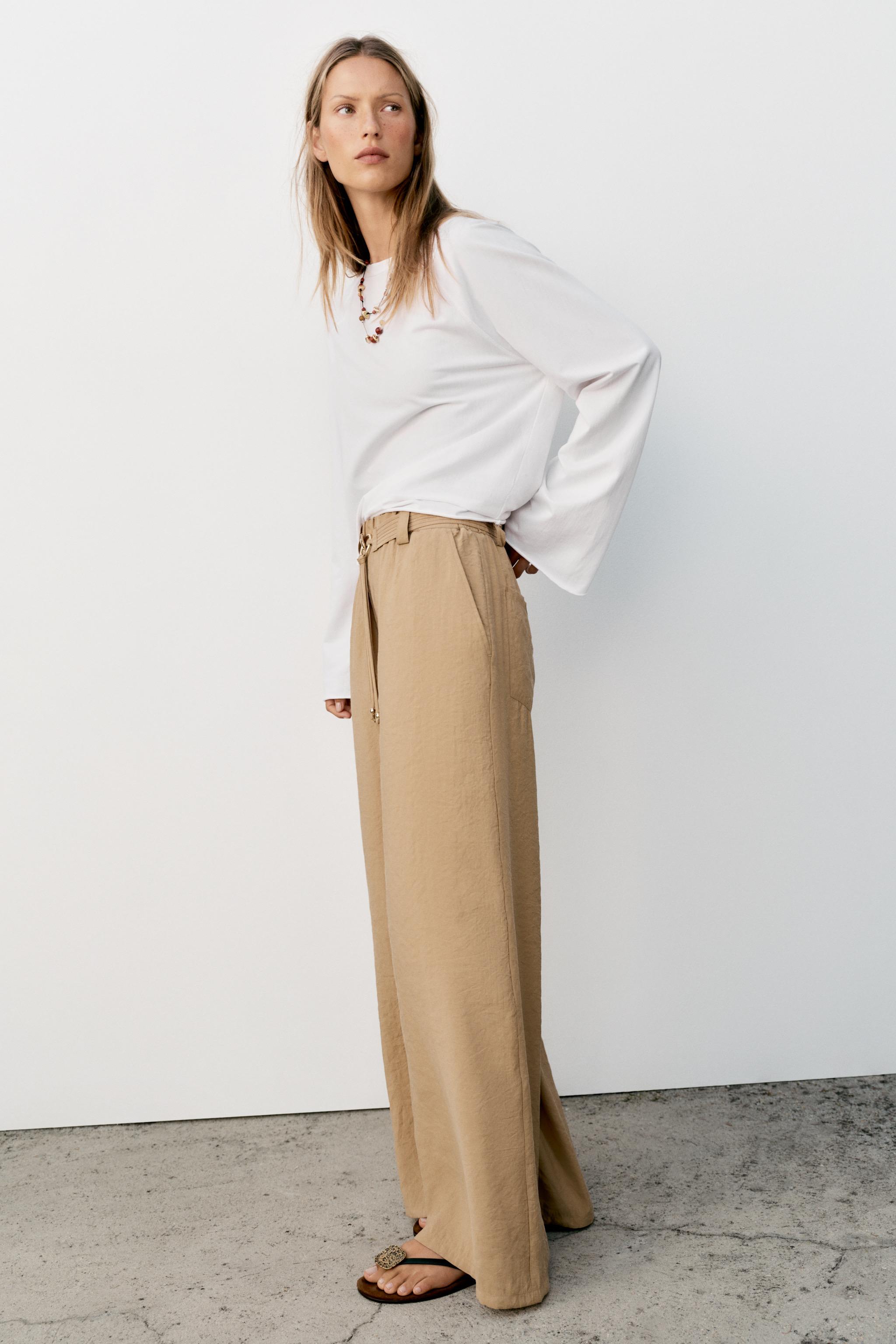 Женские брюки Zara STRAIGHT LEG PANTS WITH BELT — фото 5