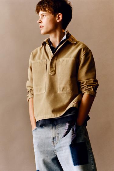 SOBRECAMISA BOTONES - tostado de Zara