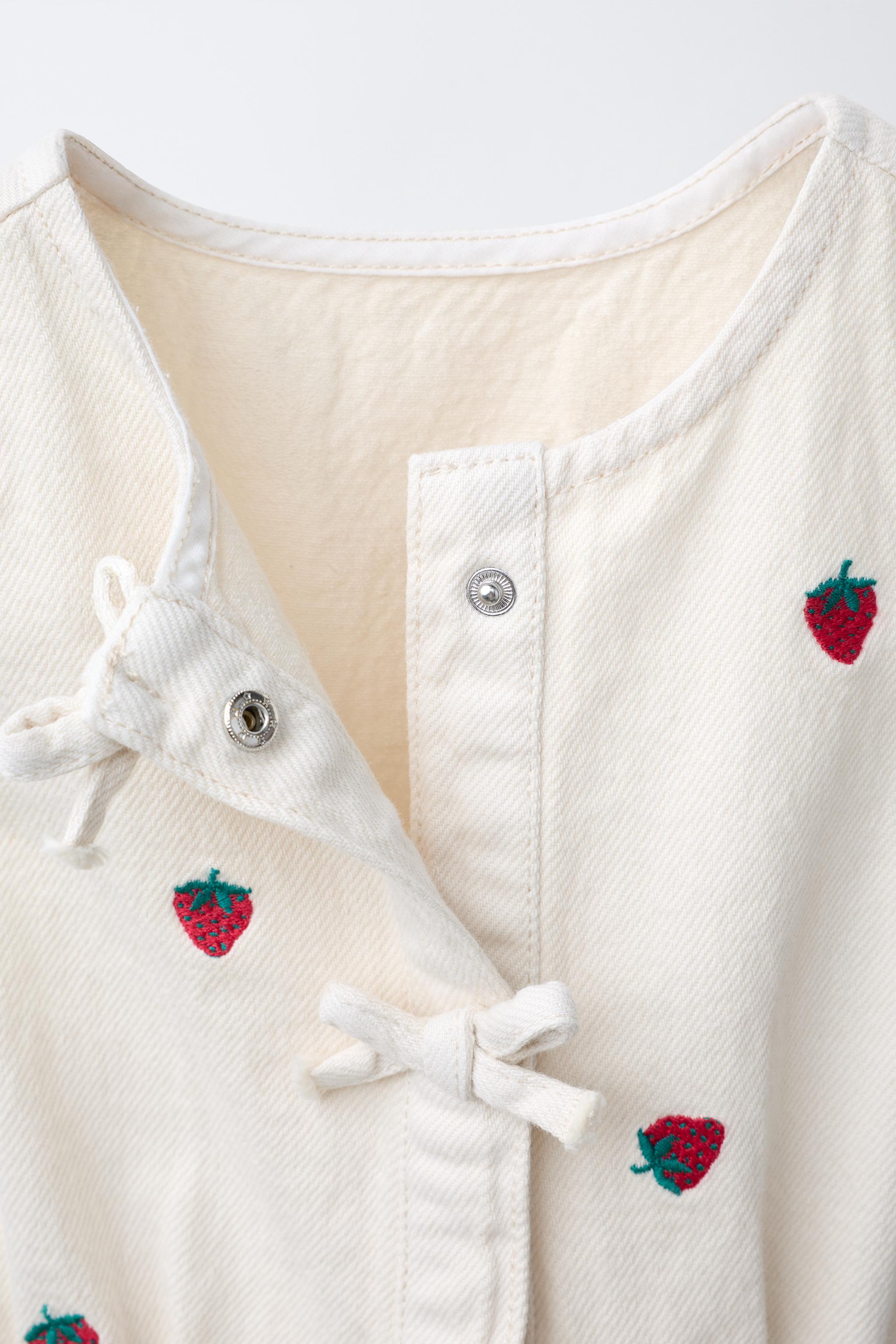 EMBROIDERED STRAWBERRY TWILL JUMPSUIT - Ecru | ZARA United States EMBROIDERED STRAWBERRY TWILL JUMPSUIT - Ecru | ZARA United States