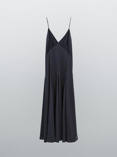 Zara Long godet dress - STUDIO - Navy blue