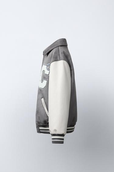 COMBINED SUEDE EFFECT BOMBER JACKET - Grey by Zara - Image 2