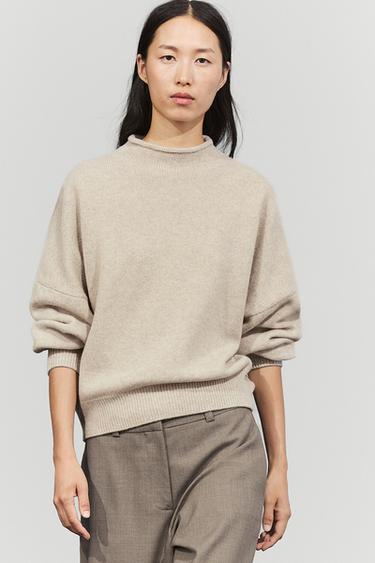 100% wool oversize knit sweater — Stone 2