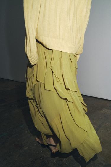 ZW COLLECTION RUFFLED SKIRT - Olive green by Zara - Image 3