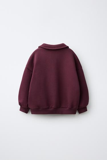 EMBROIDERED FROG FASTENING POLO SWEATSHIRT — Eggplant 2