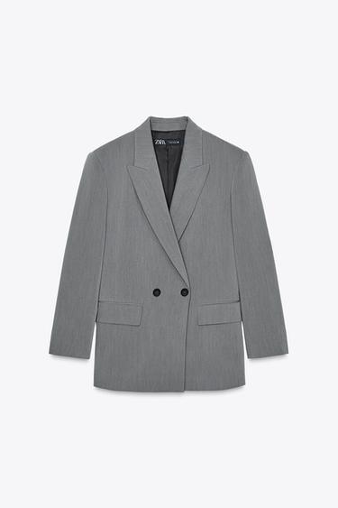 OVERSIZE DOUBLE-BREASTED BLAZER - Grey marl by Zara - Image 4