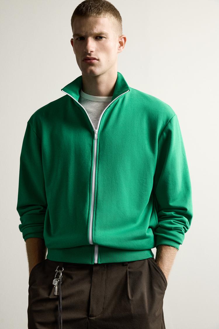 Sudadera de corte relajado con cremallera de contraste 5