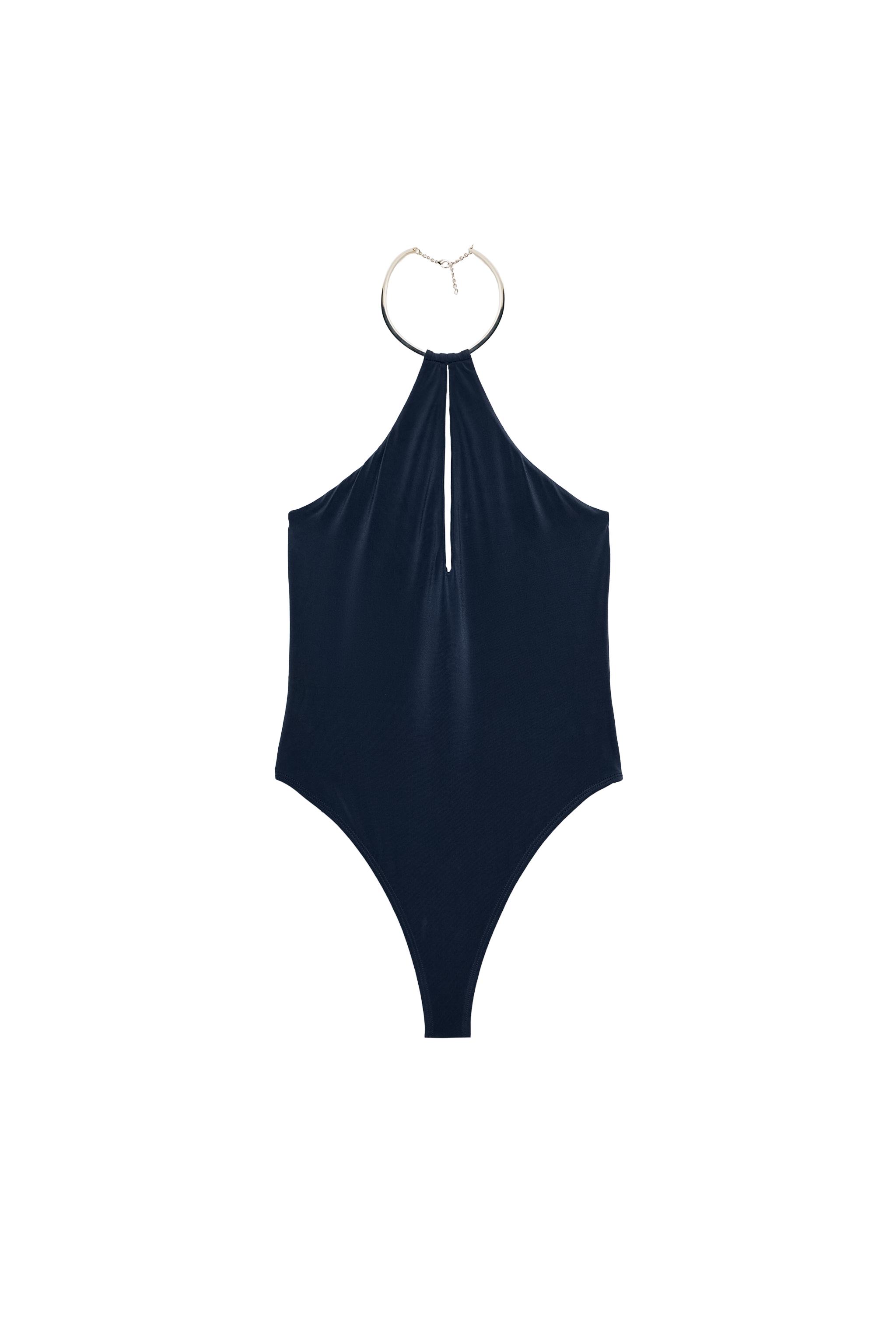 CHOKER HALTER BODYSUIT - Dark navy | ZARA United States