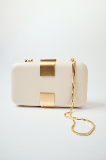 METALLIC DETAIL CLUTCH - Ecru by Zara