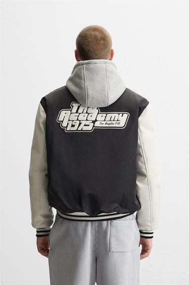 HOODED JACKET WITH PATCHES - Black / White by Zara - Image 2