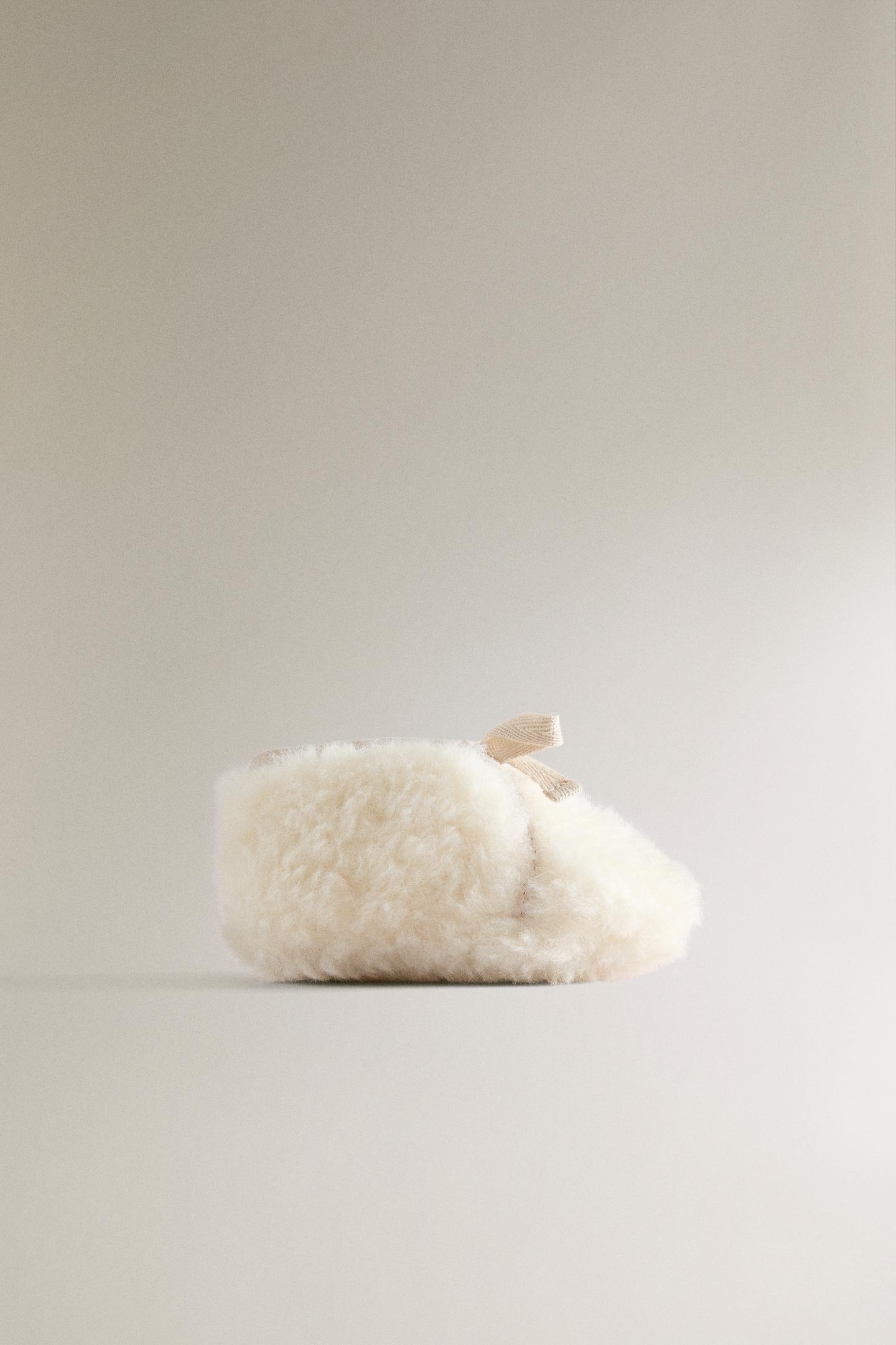 Детские ботинки Zara Faux Shearling, цвет: Бежевый — фото 1