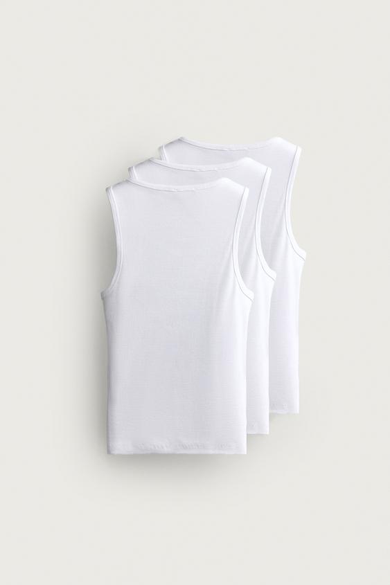 LOT DE 3 DÉBARDEURS BASIQUES - Blanc de Zara - Image 1