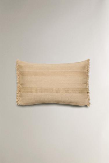 KILIM CUSHION COVER WITH FRINGE - Light beige by Zara - Image 2