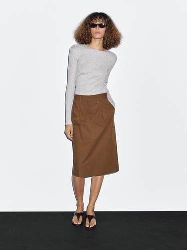 Zara Midi skirt with waist detail - Brown