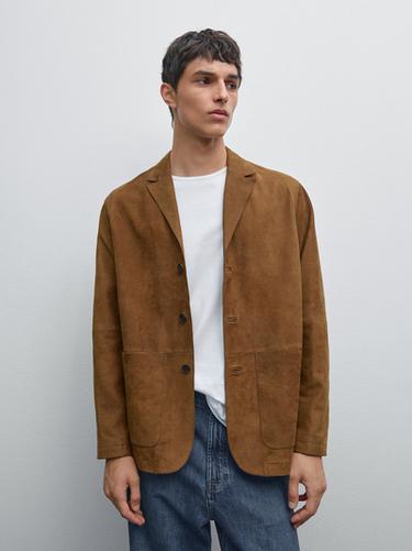 Zara 100% nubuck leather blazer - Light brown