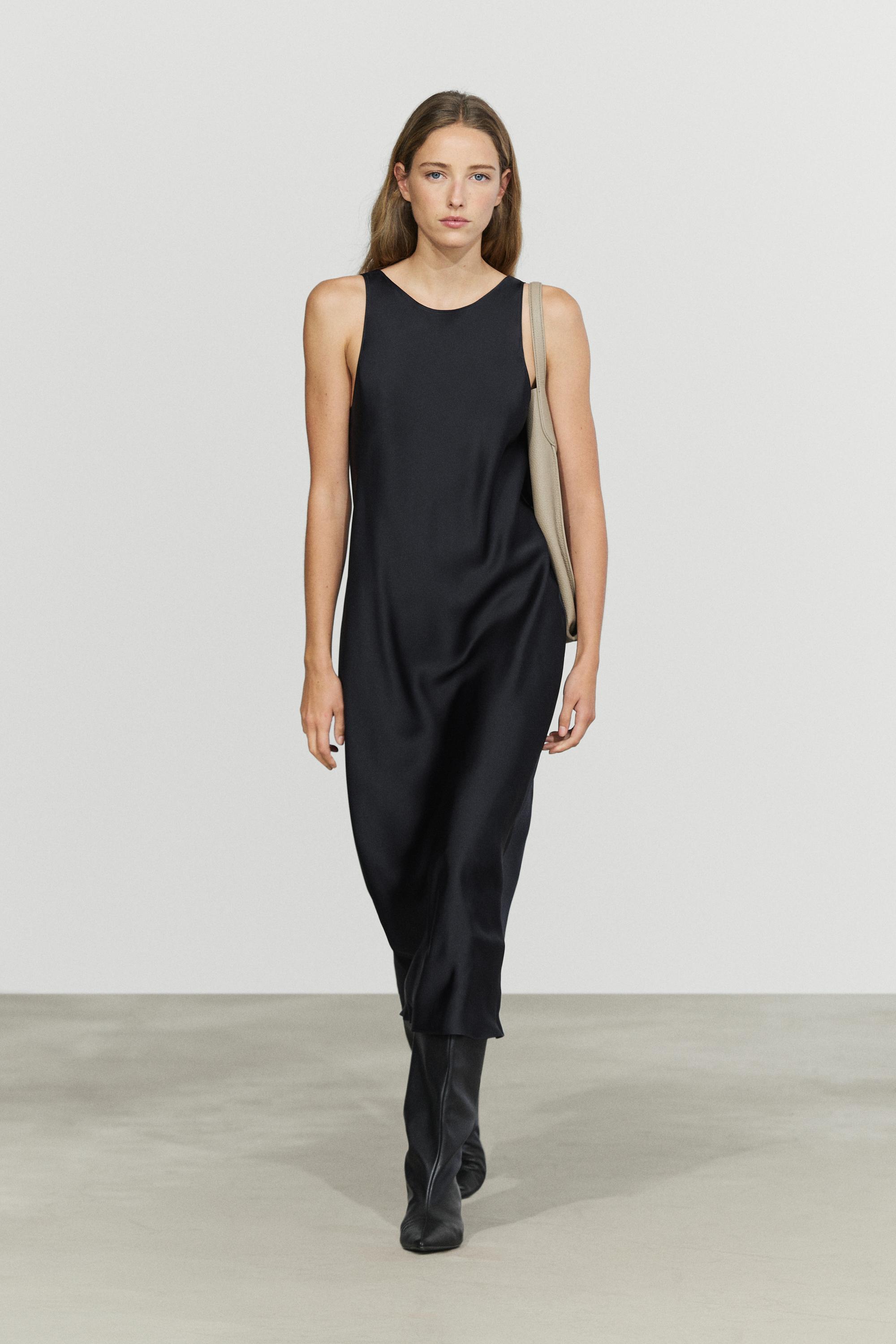 Crinkle satin midi dress - 045 | ZARA United States