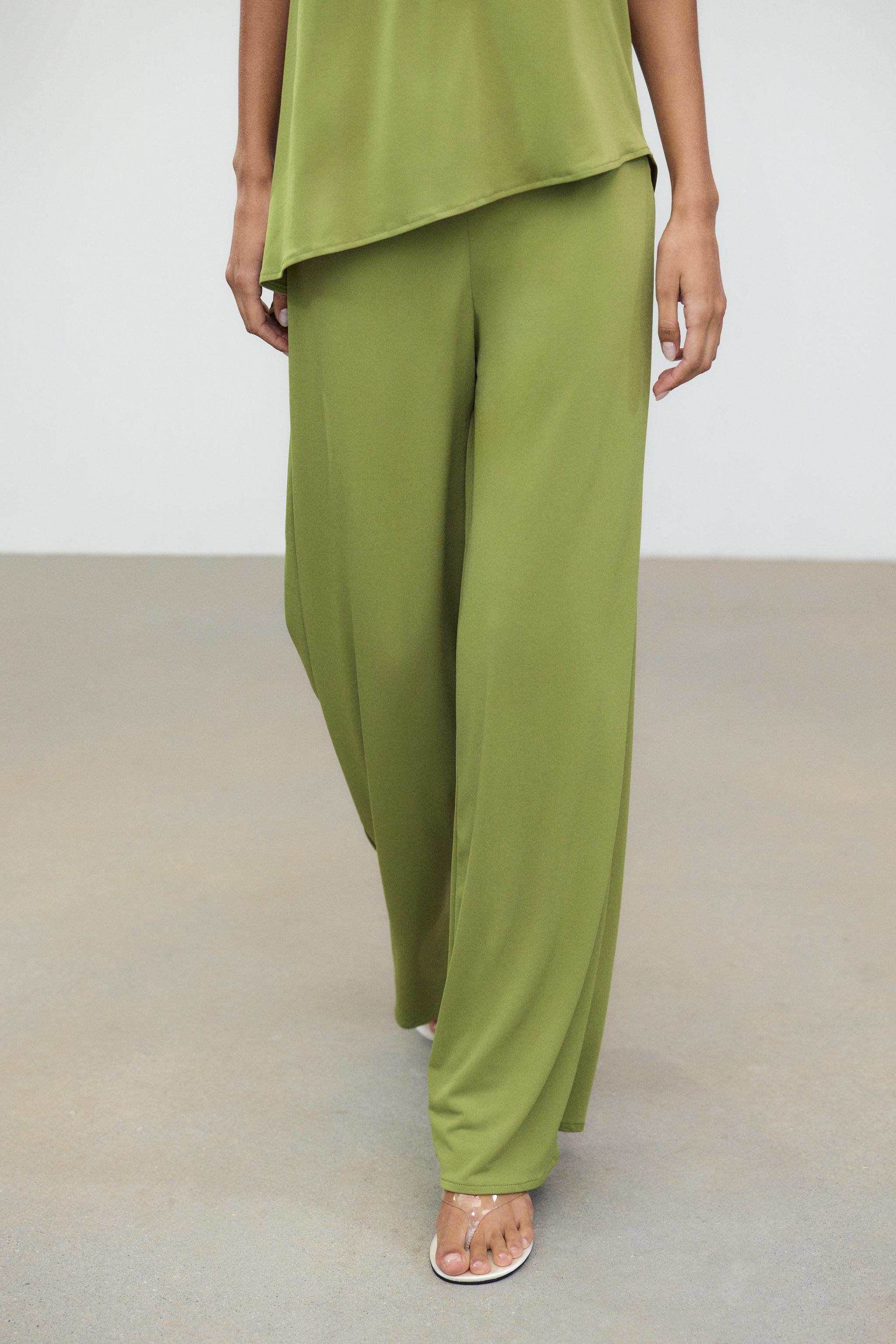 WIDE FLOWY PANTS - Green | ZARA United States