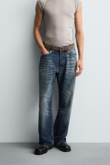 ДЖИНСИ LOOSE FIT ІЗ ЗАКЛЕПКАМИ - Блакитний Zara