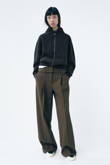 ZW COLLECTION DARTED TROUSERS WITH BELT - Brown by Zara - Image 0