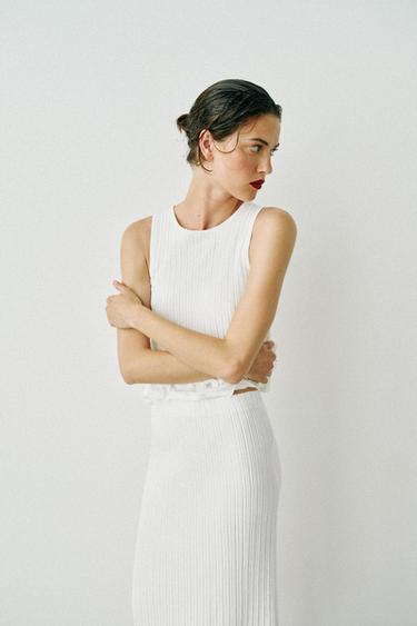DOUBLE-LAYER KNIT TOP - White by Zara - Image 4